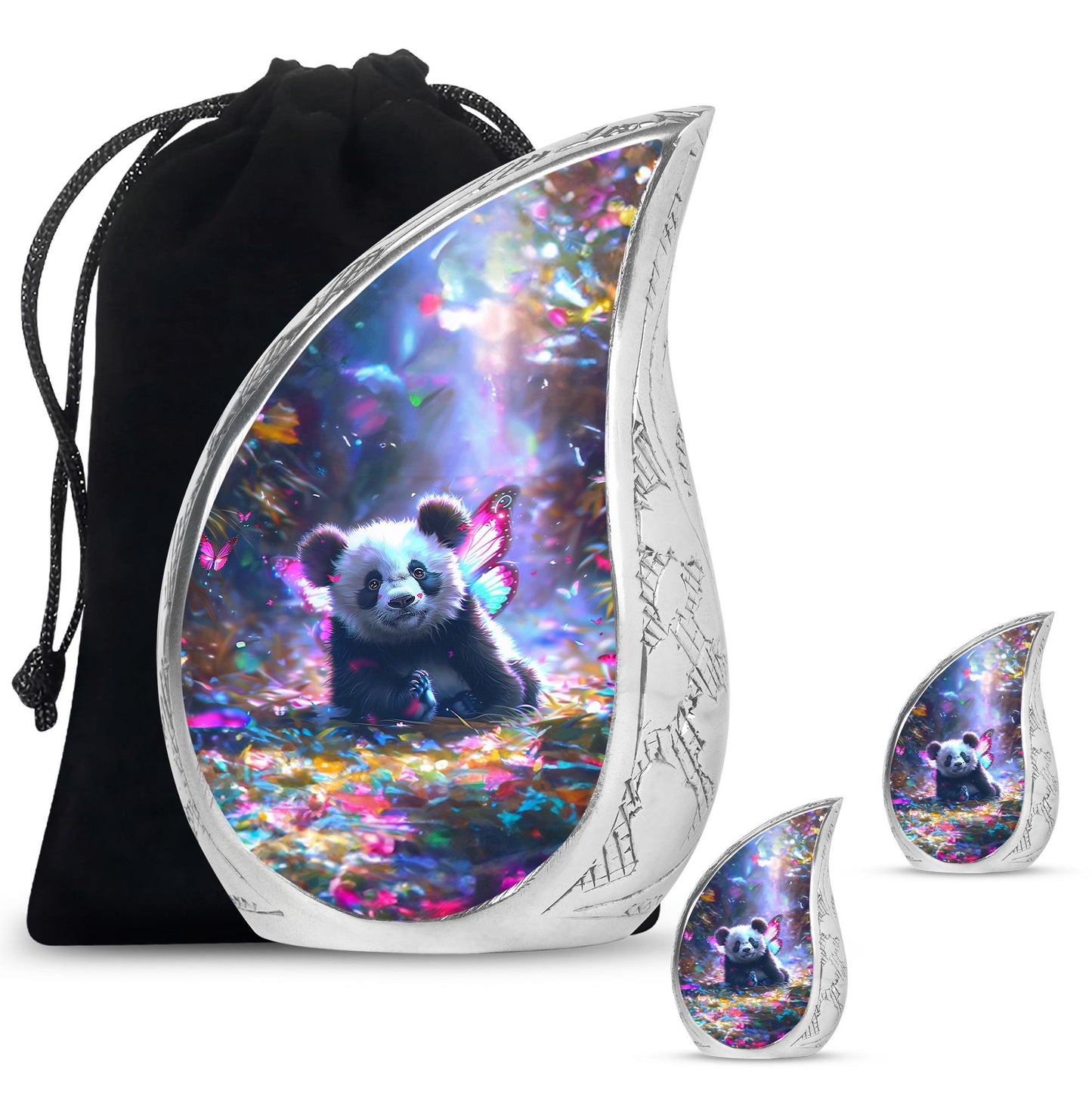 Panda Theme Large Urn With 2 Keepsake Urn