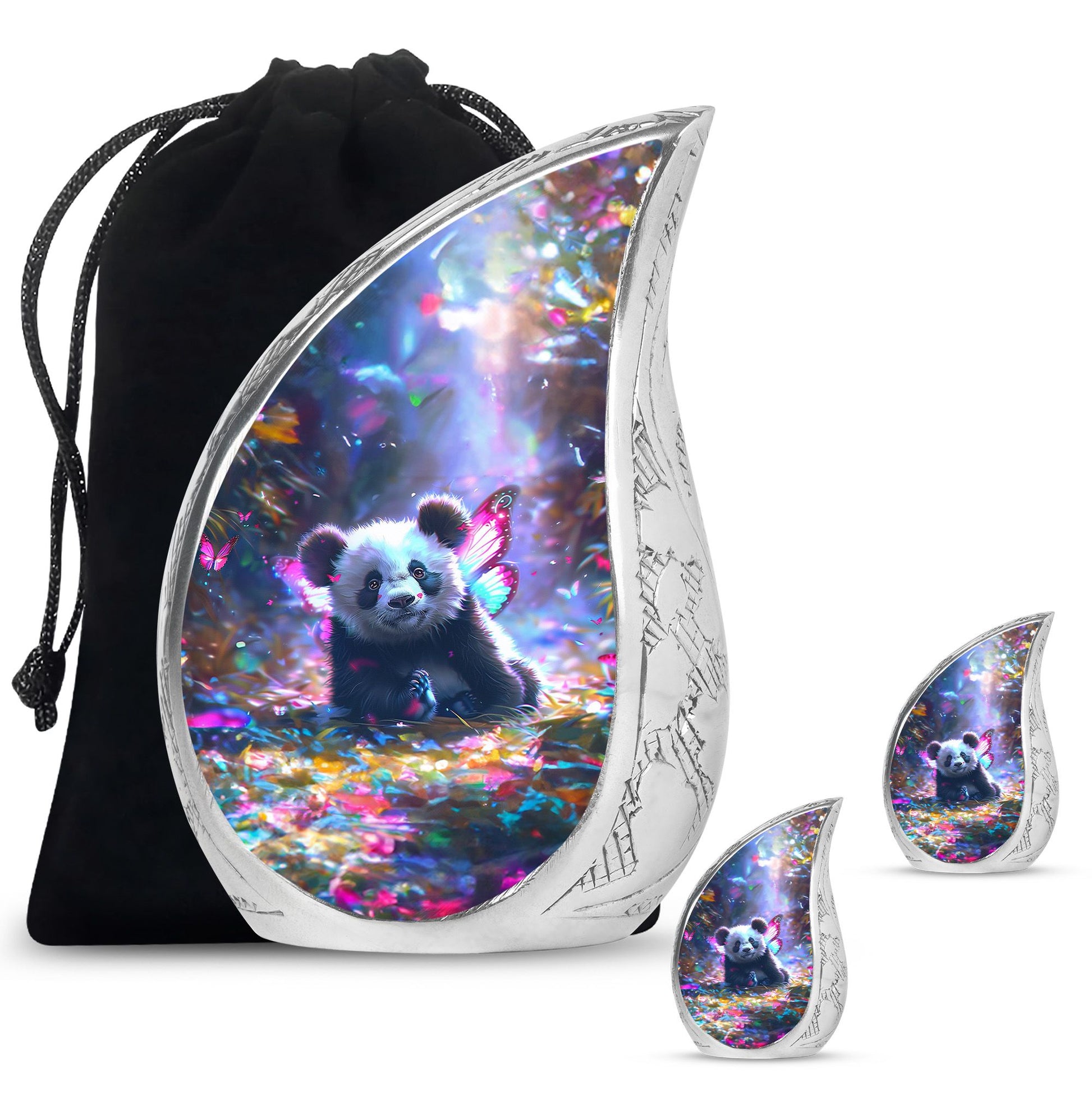 Panda Theme Large Urn With 2 Keepsake Urn