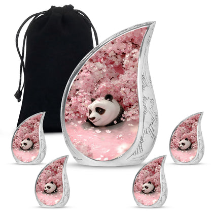 Panda Theme Large Urn With 4 Keepsake Urn