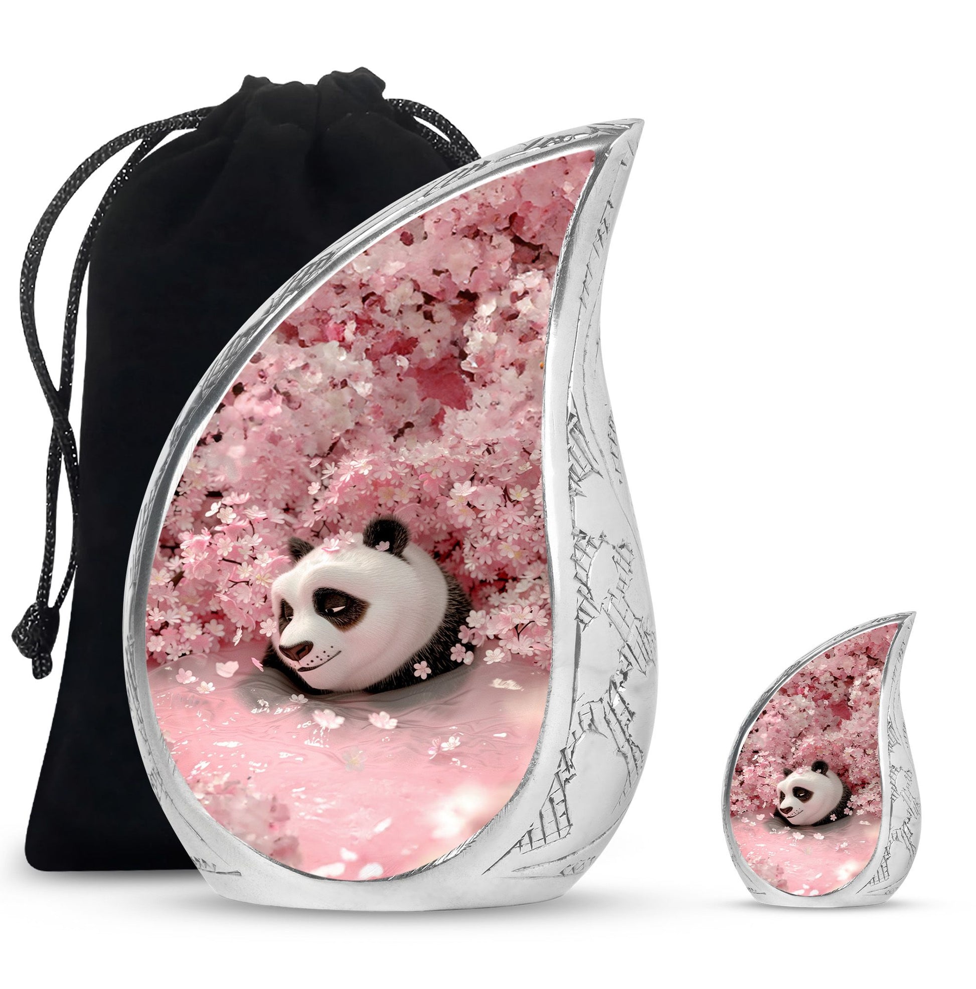 Panda Theme Large Urn With 1 Keepsake Urn