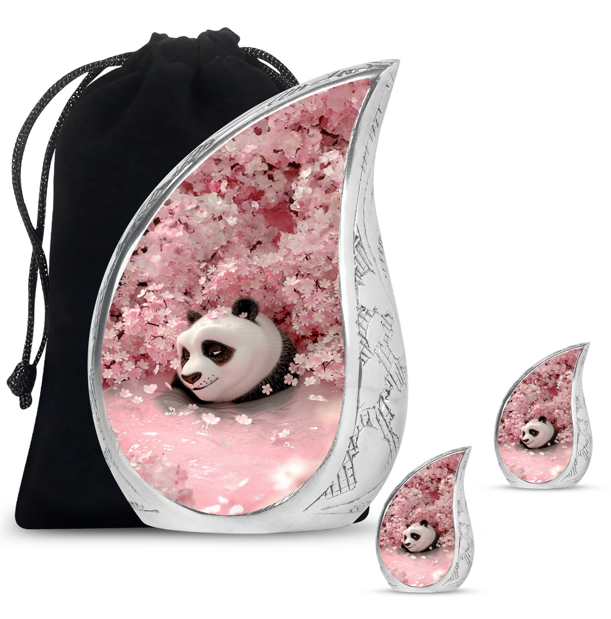 Panda Theme Large Urn With 2 Keepsake Urn
