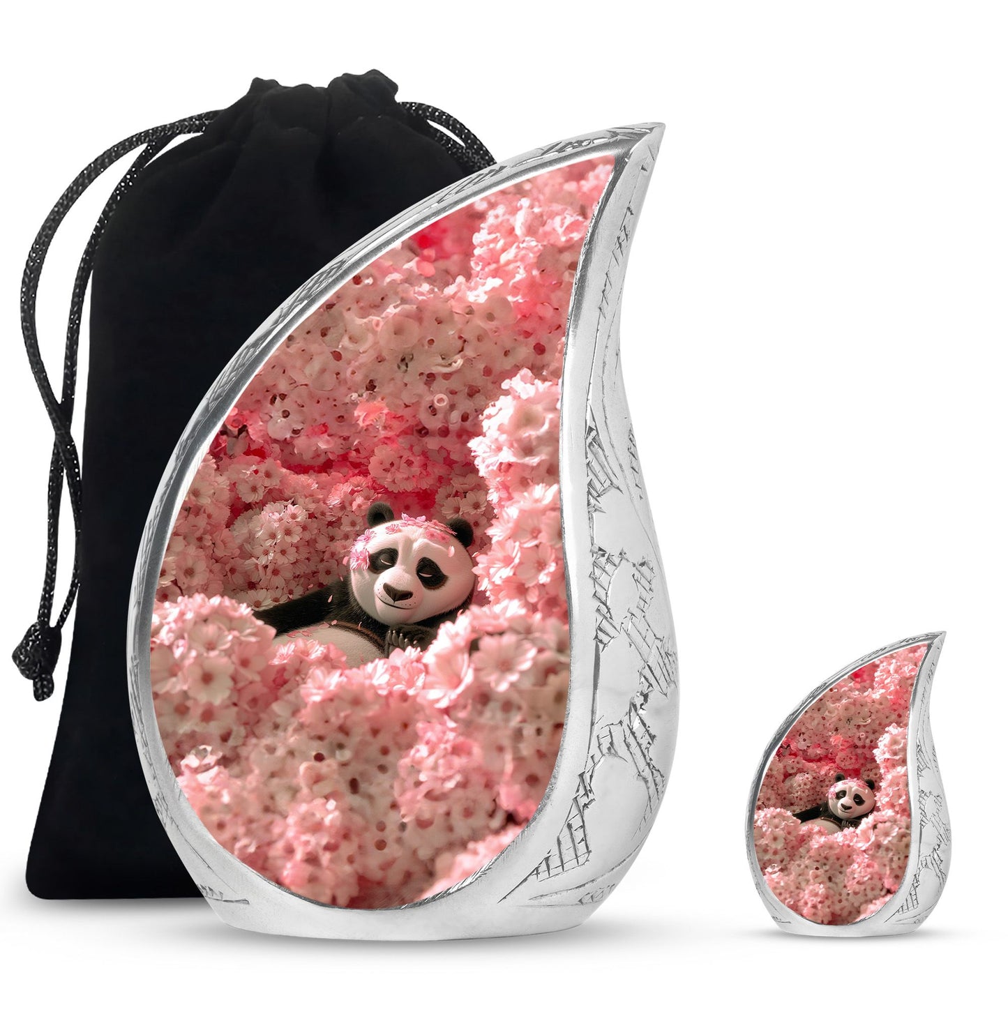 Panda Theme Large Urn With 1 Keepsake Urn