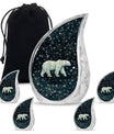 Polar Bear Theme Large Urn With 4 Keepsake Urn