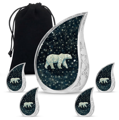 Polar Bear Theme Large Urn With 4 Keepsake Urn
