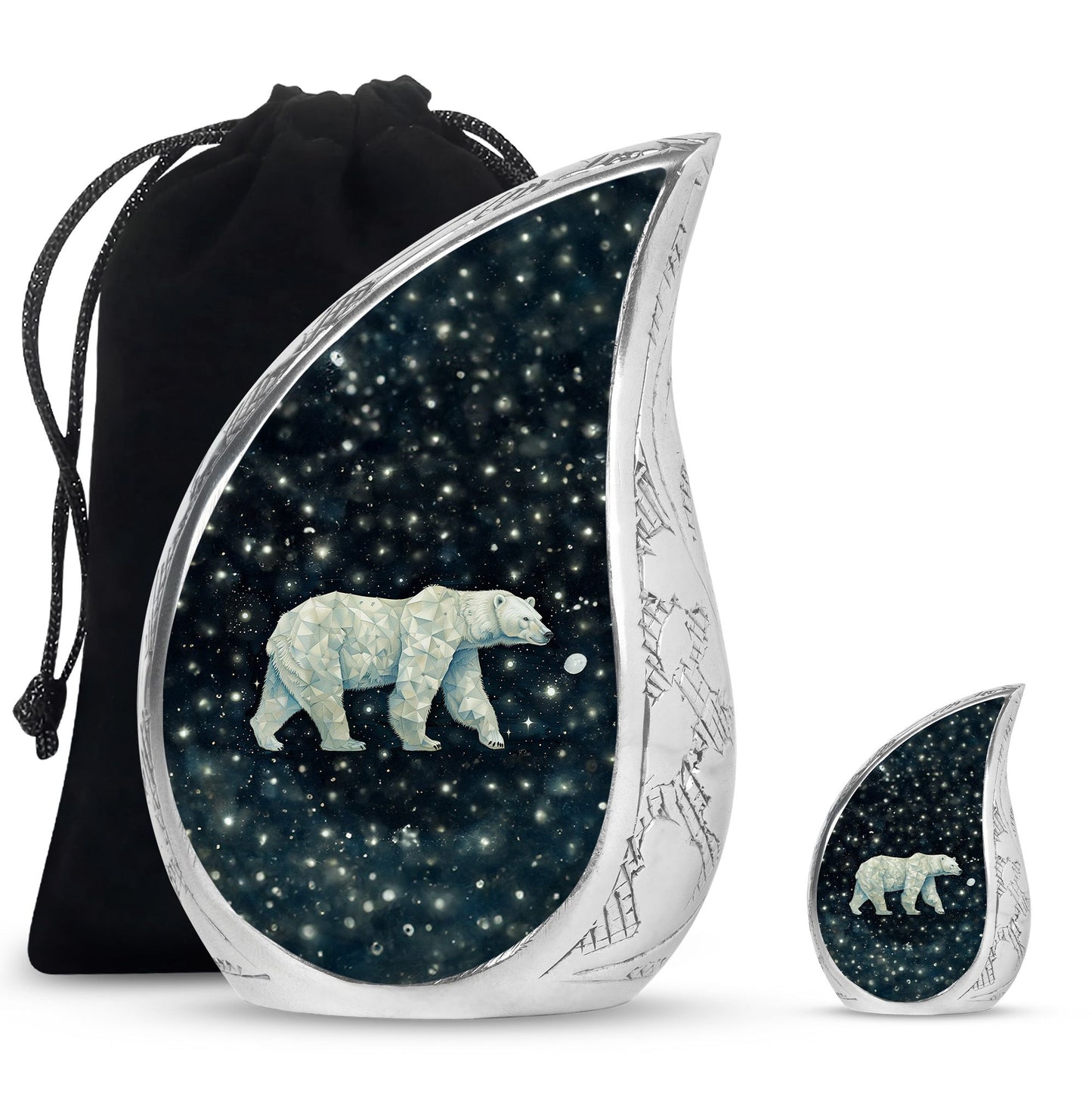 Polar Bear Theme Large Urn With 1 Keepsake Urn