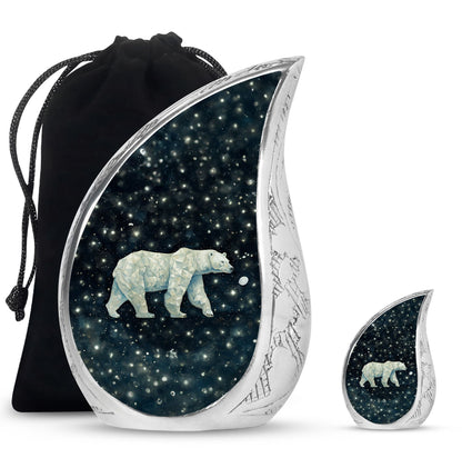 Polar Bear Theme Large Urn With 1 Keepsake Urn