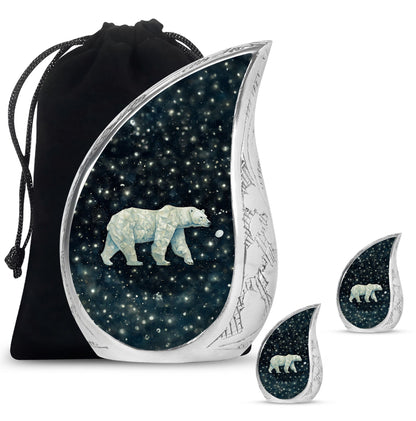 Polar Bear Theme Large Urn With 2 Keepsake Urn