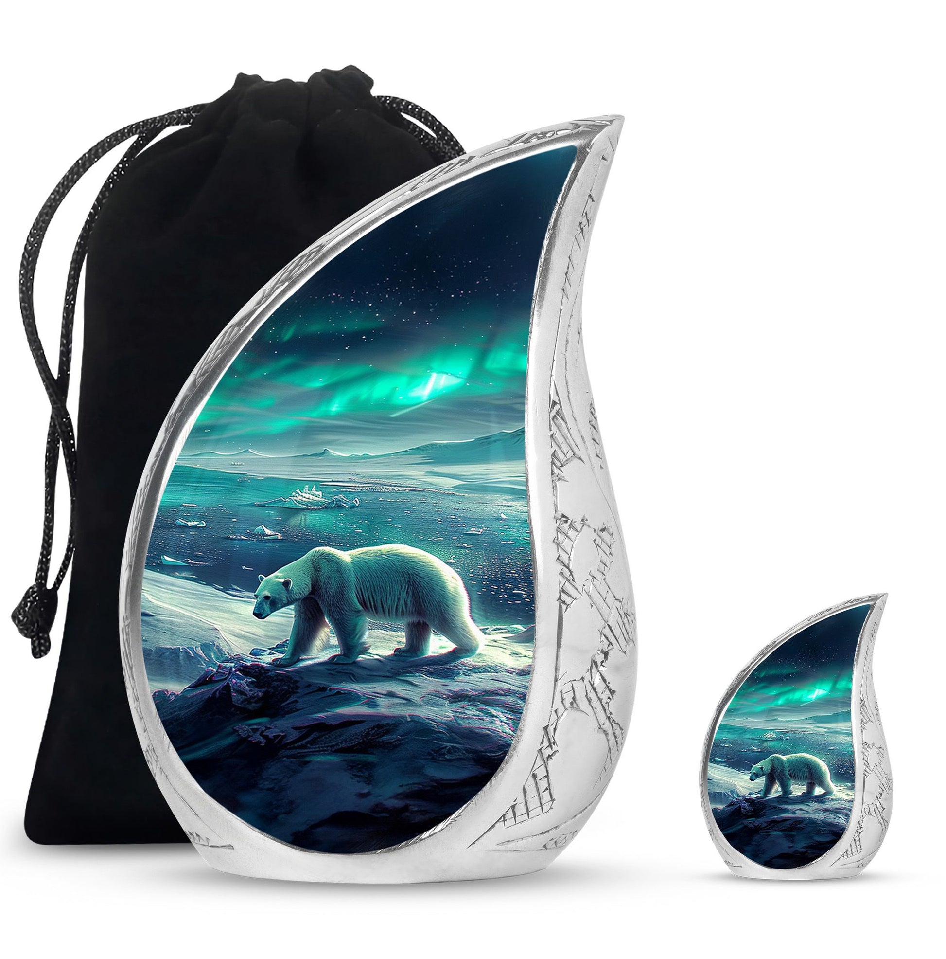 Polar Bear Theme Large Urn With 1 Keepsake Urn