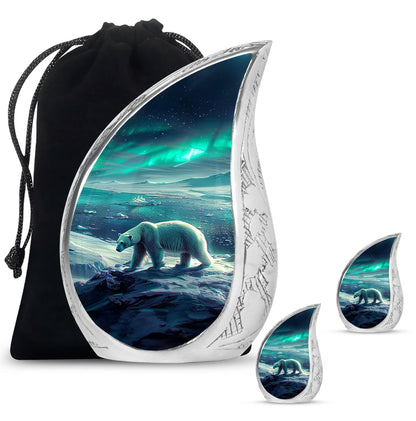 Polar Bear Theme Large Urn With 2 Keepsake Urn
