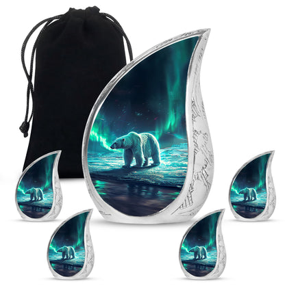 Polar Bear Theme Large Urn With 4 Keepsake Urn