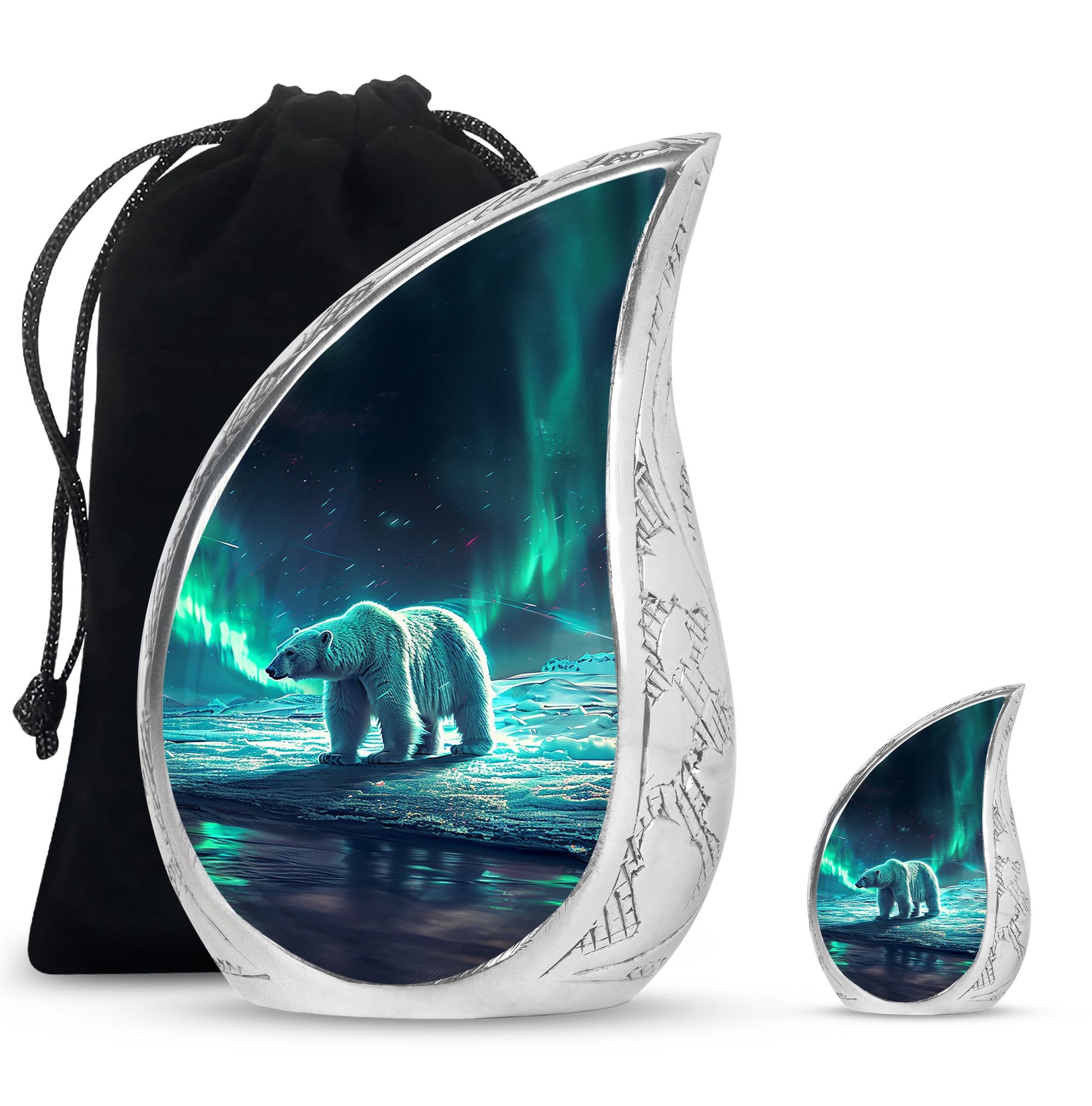 Polar Bear Theme Large Urn With 1 Keepsake Urn