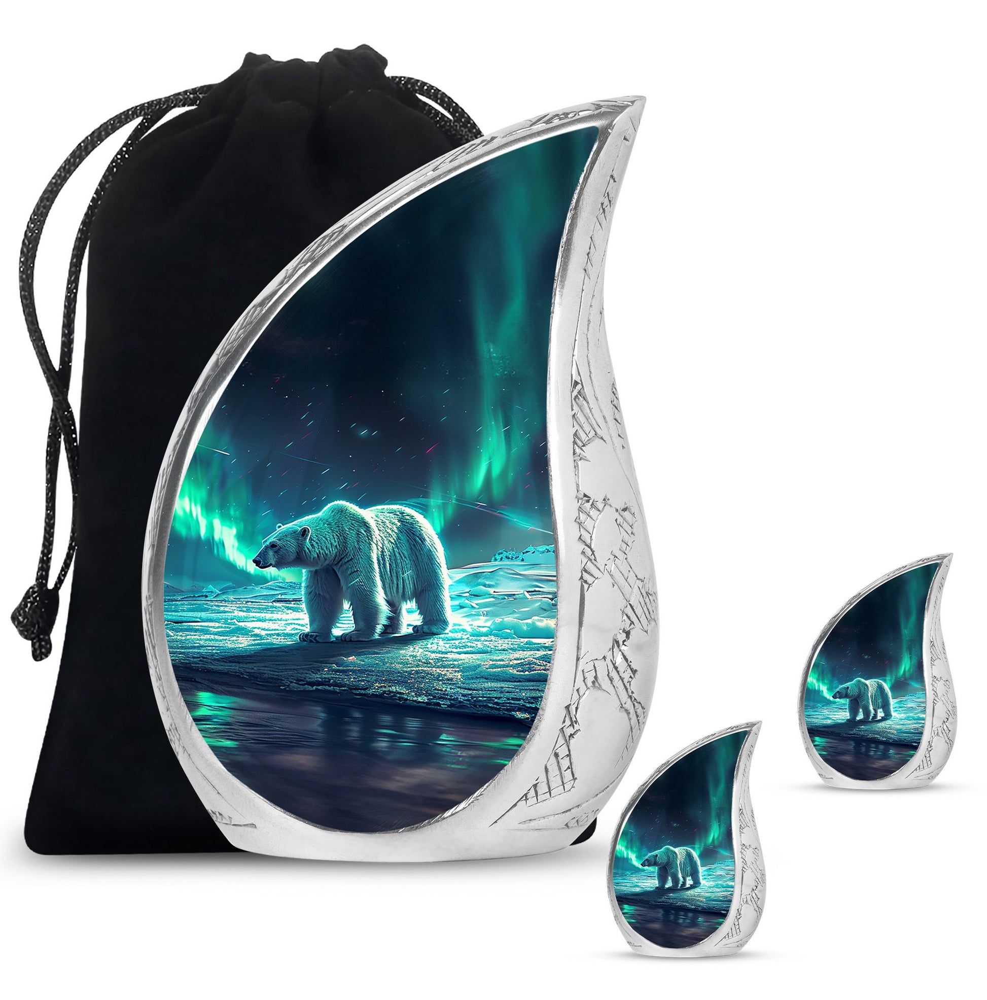 Polar Bear Theme Large Urn With 2 Keepsake Urn