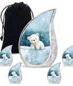 Polar Bear Theme Large Urn With 4 Keepsake Urn