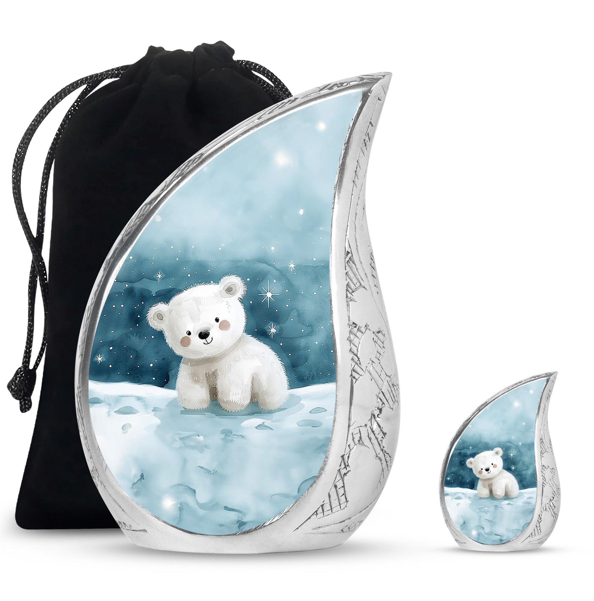 Polar Bear Theme Large Urn With 1 Keepsake Urn