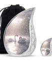 Swan Theme Large Urn With 1 Keepsake Urn