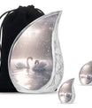 Swan Theme Large Urn With 2 Keepsake Urn