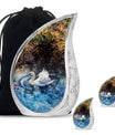 Swan Theme Large Urn With 2 Keepsake Urn