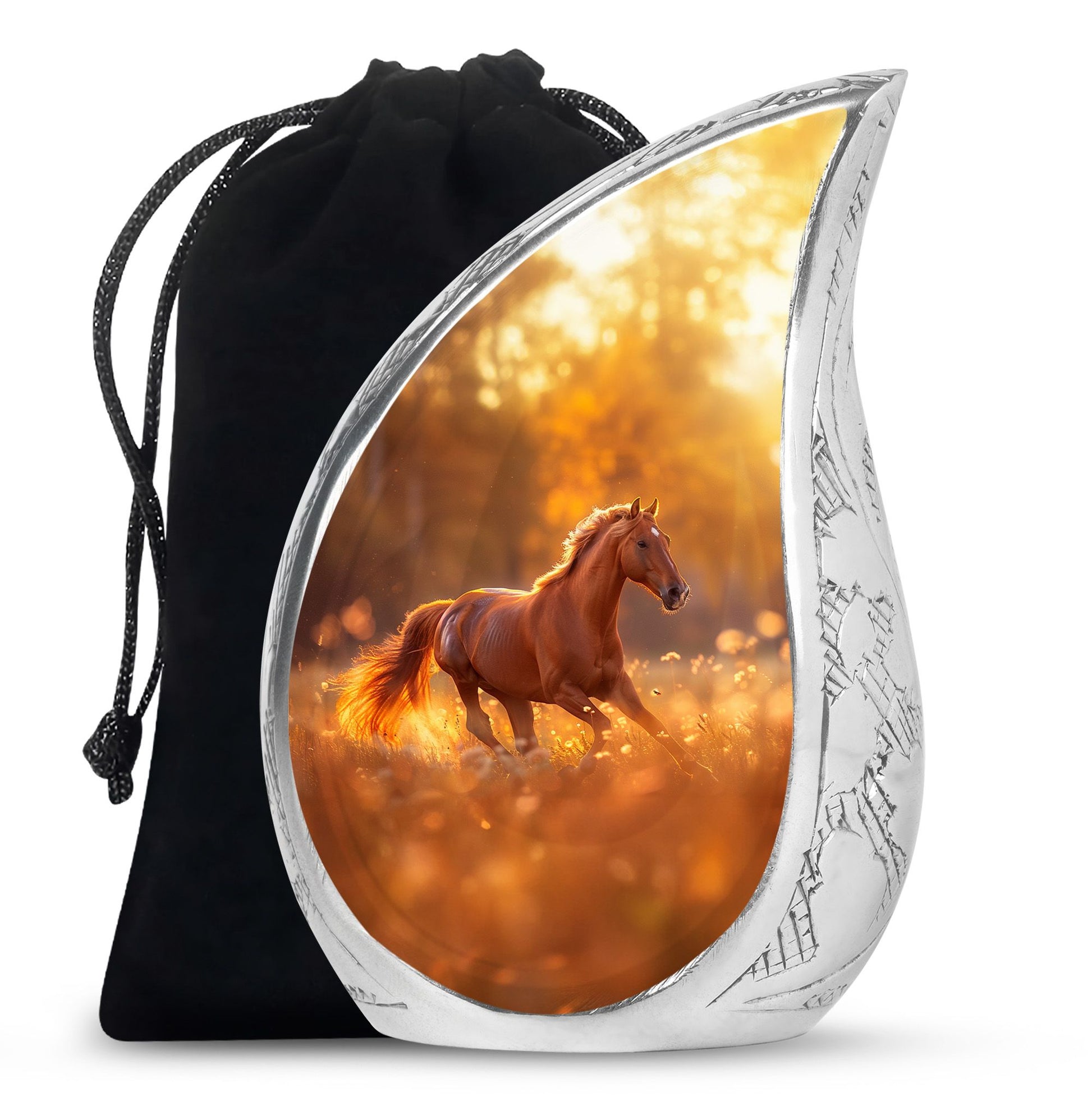 Runing Horse Theme Large Urn 10 Inch