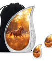 Runing Horse Theme Large Urn With 2 Keepsake Urn