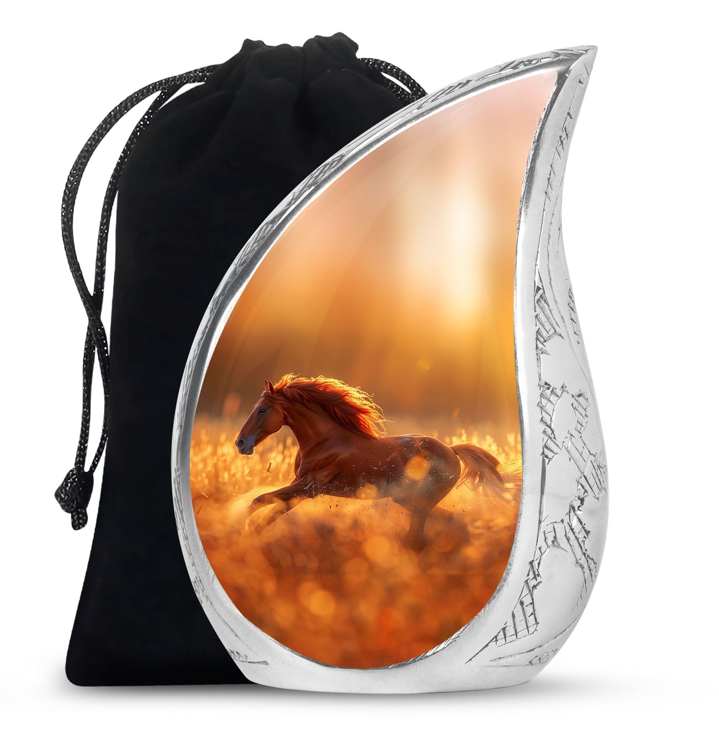 Runing Horse Theme Large Urn 10 Inch