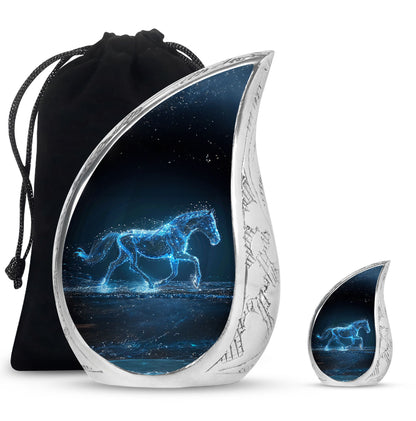 Runing Horse Theme Large Urn With 1 Keepsake Urn