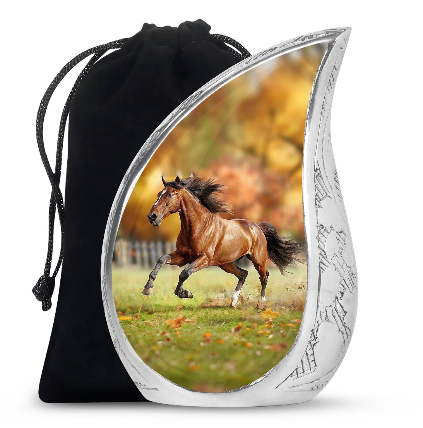 Runing Horse Theme Large Urn 10 Inch