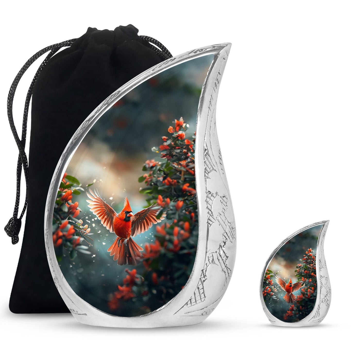 Cardinal Theme Large Urn With 1 Keepsake Urn