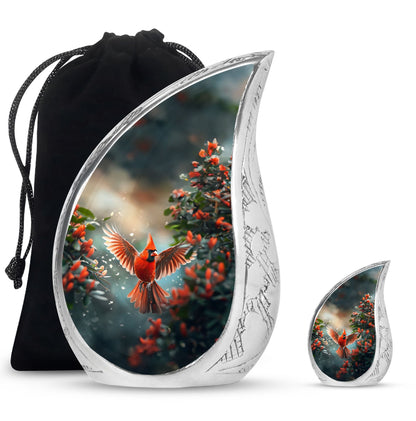Cardinal Theme Large Urn With 1 Keepsake Urn
