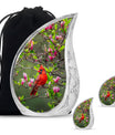 Cardinal Theme Large Urn With 2 Keepsake Urn