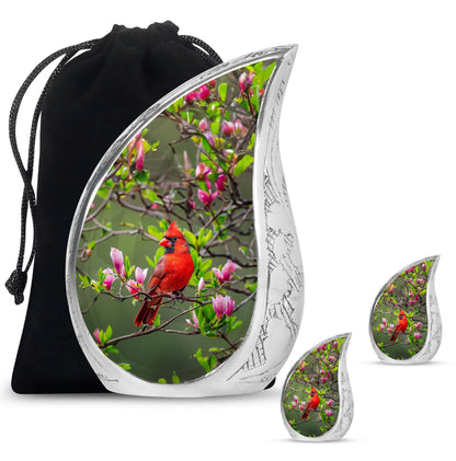 Cardinal Theme Large Urn With 2 Keepsake Urn