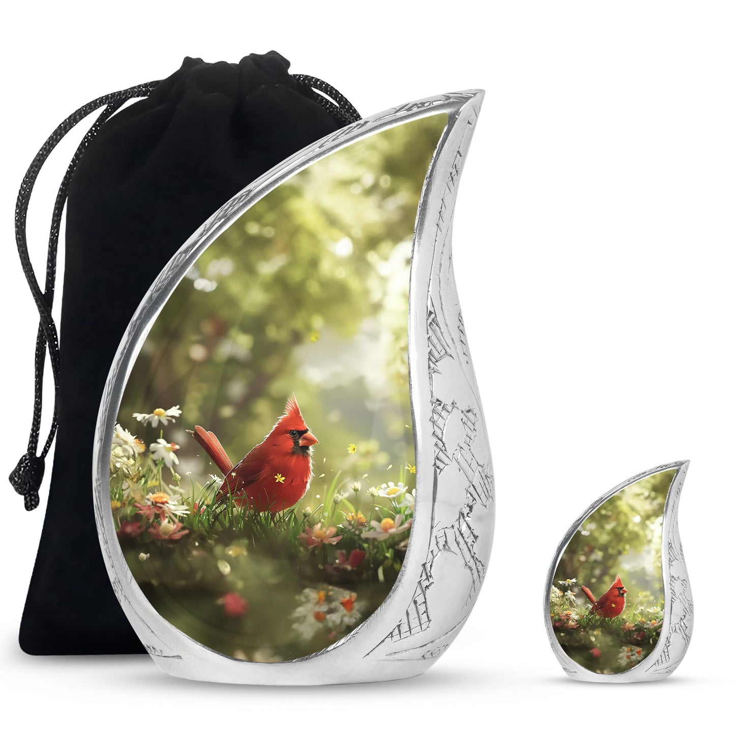 Cardinal Theme Large Urn With 1 Keepsake Urn
