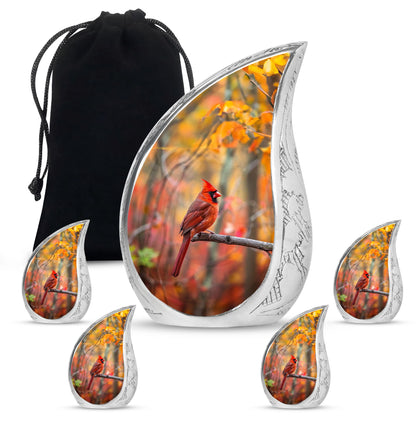 Cardinal Theme Large Urn With 4 Keepsake Urn
