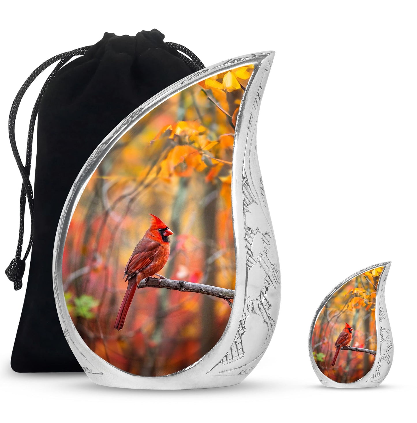 Cardinal Theme Large Urn With 1 Keepsake Urn