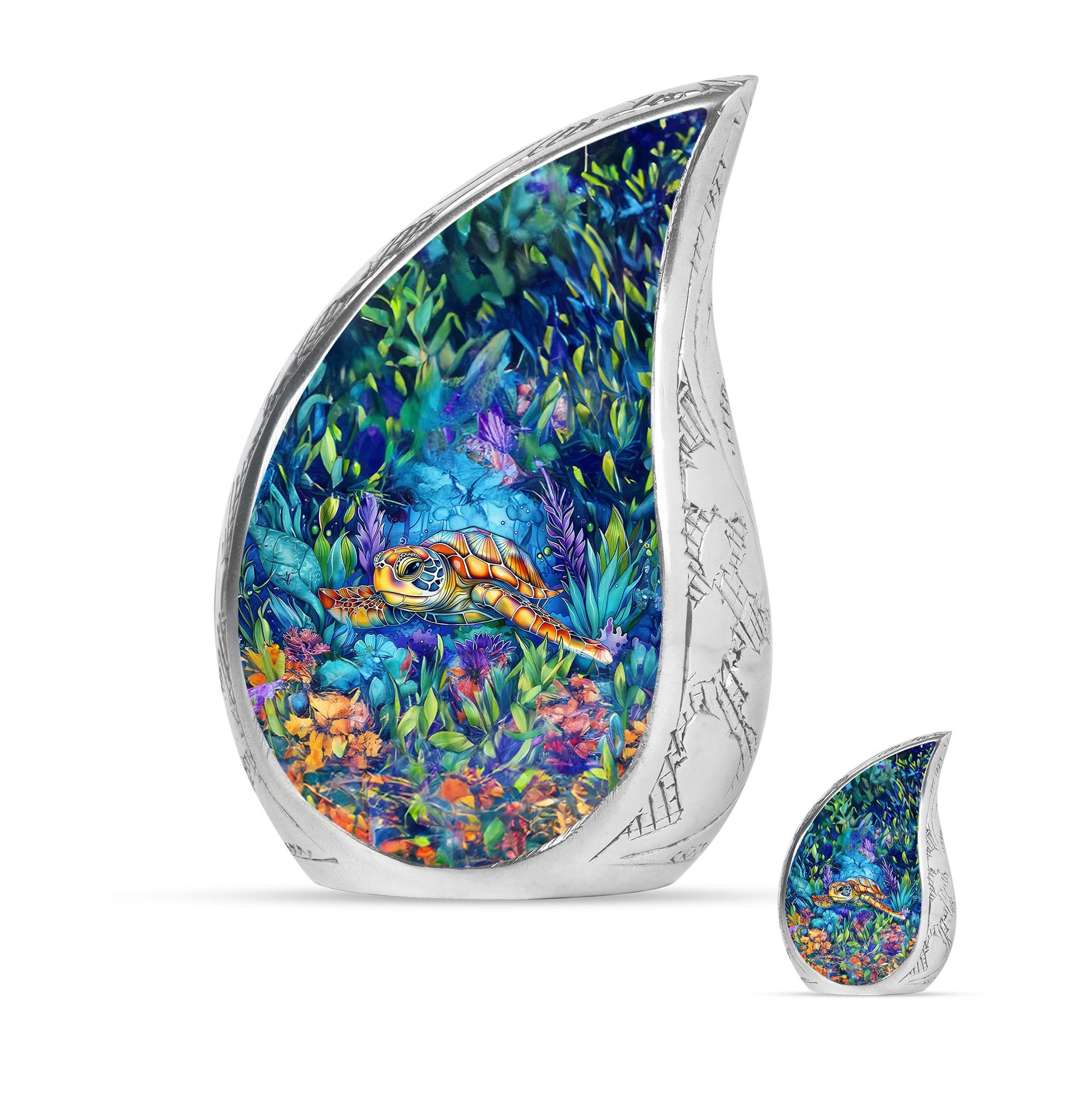 Turtle Theme Large Urn With 1 Keepsake Urn