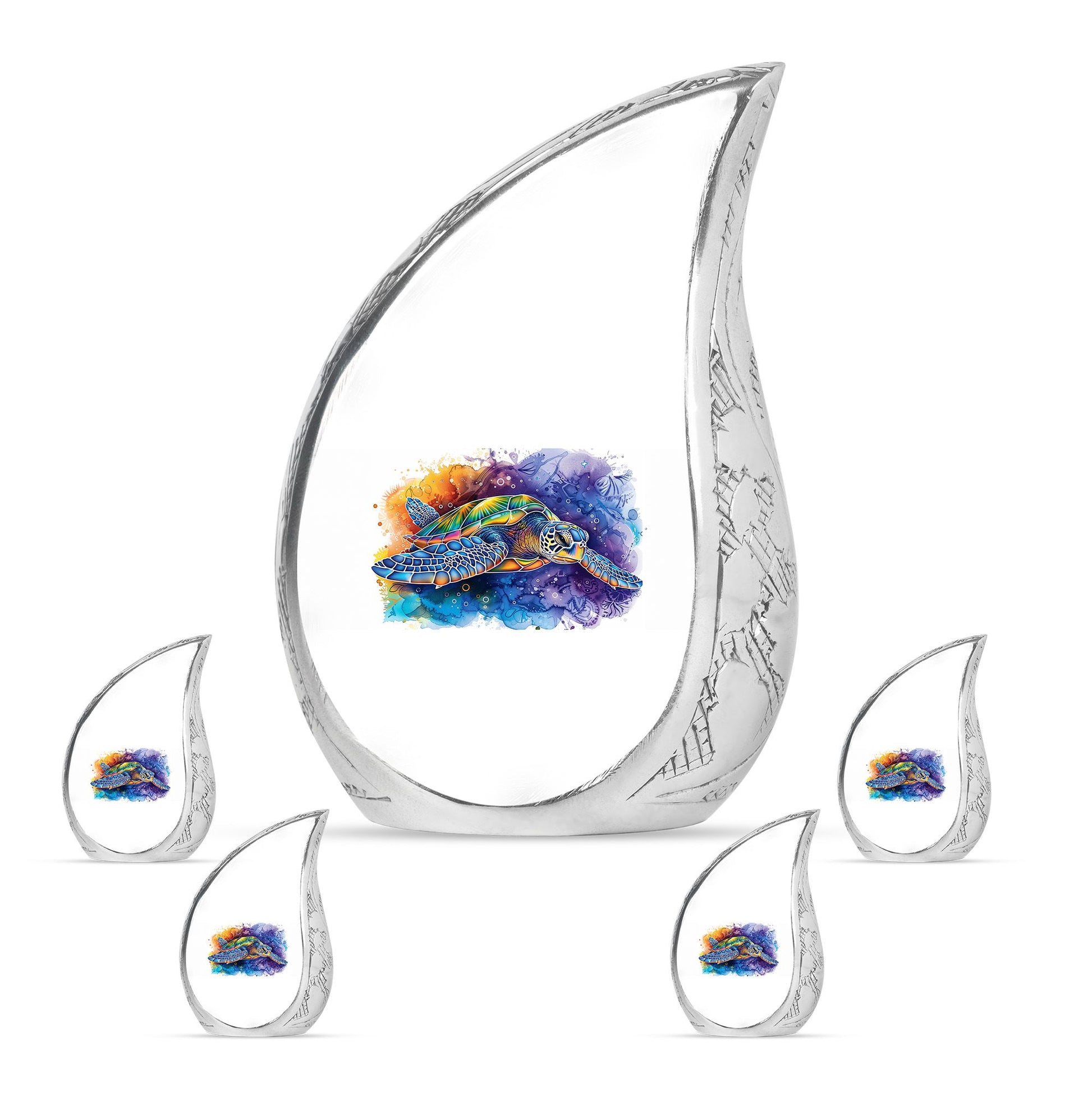 Turtle Theme Large Urn With 4 Keepsake Urn