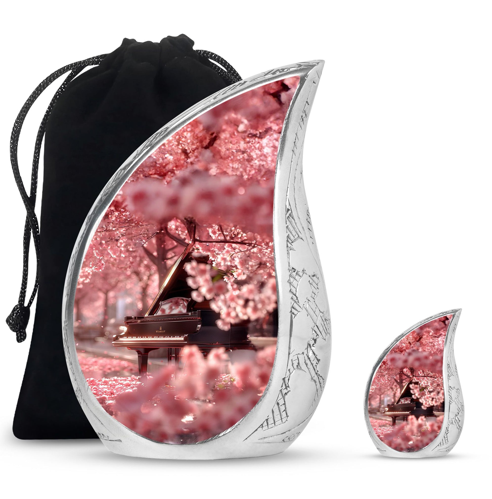 Piano Theme Large Urn With 1 Keepsake Urn