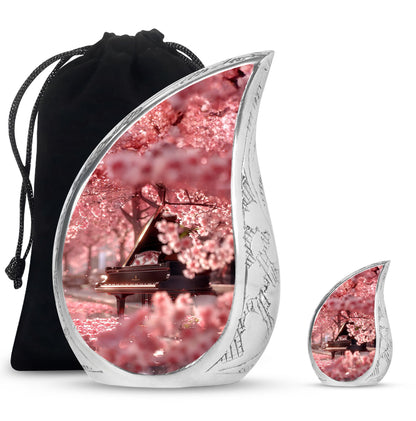 Piano Theme Large Urn With 1 Keepsake Urn