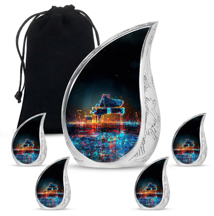 Piano Theme Large Urn With 4 Keepsake Urn