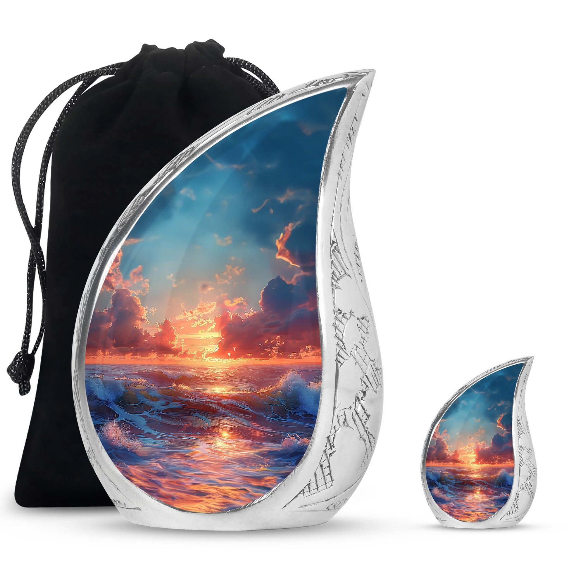 Sunrise Theme Large Urn With 1 Keepsake Urn