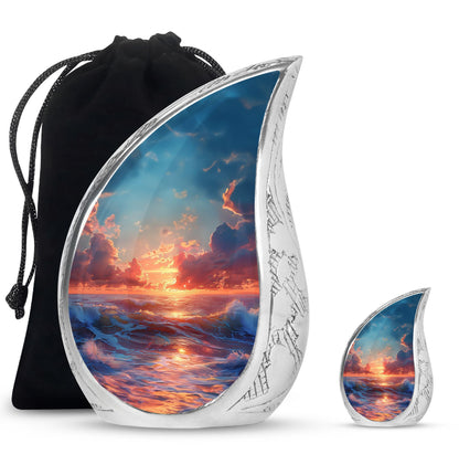 Sunrise Theme Large Urn With 1 Keepsake Urn