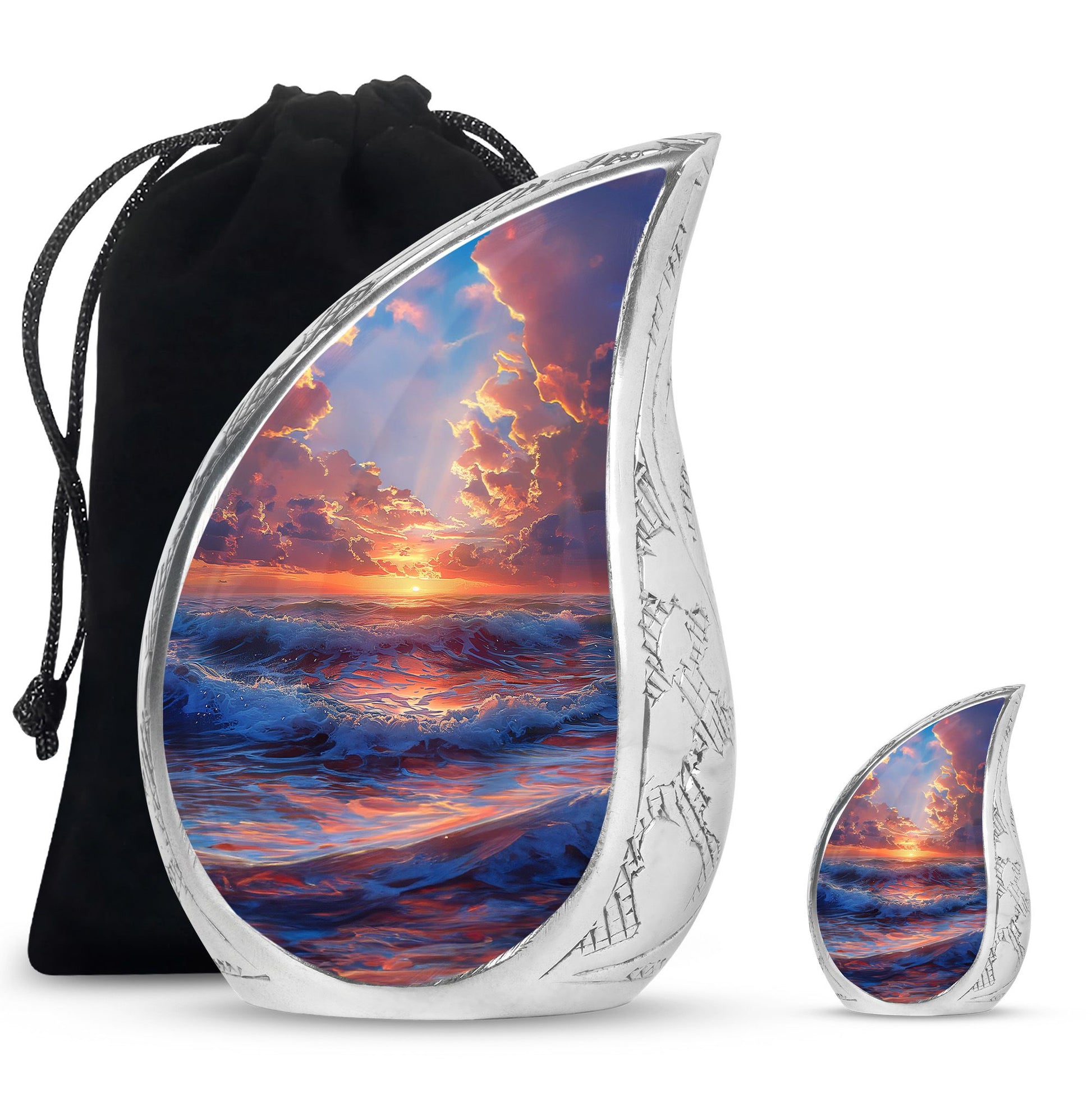 Sunrise Theme Large Urn With 1 Keepsake Urn