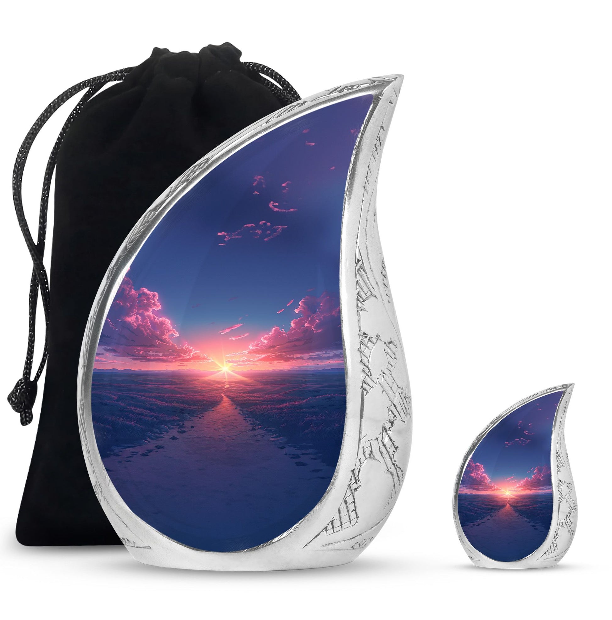 Sunrise Theme Large Urn With 1 Keepsake Urn