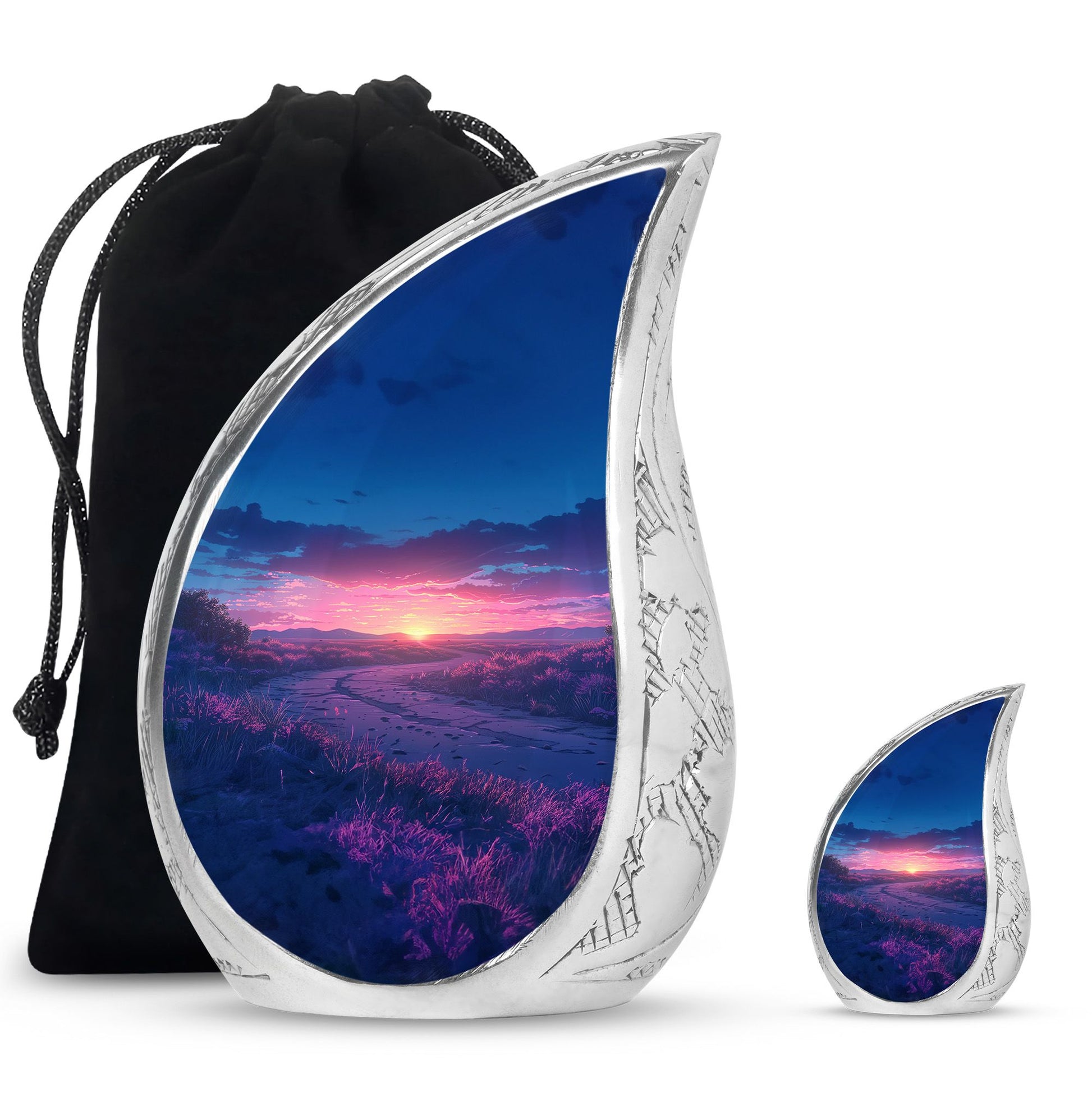 Sunrise Theme Large Urn With 1 Keepsake Urn