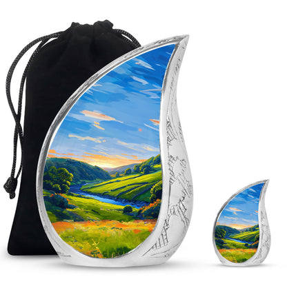 Sunrise Theme Large Urn With 1 Keepsake Urn