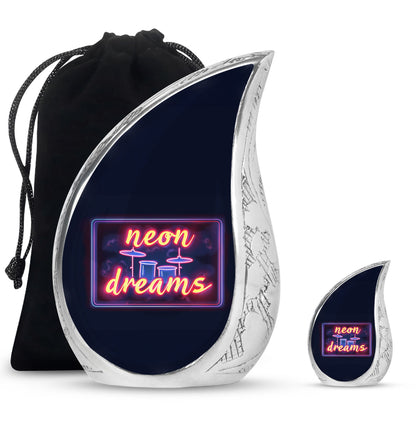 Drums And Music Theme Large Urn With 1 Keepsake Urn