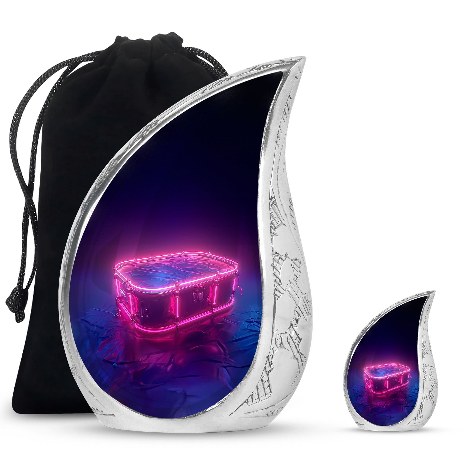 Drums And Music Theme Large Urn With 1 Keepsake Urn