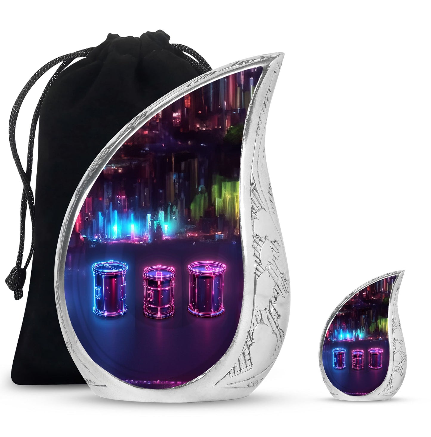 Drums And Music Theme Large Urn With 1 Keepsake Urn