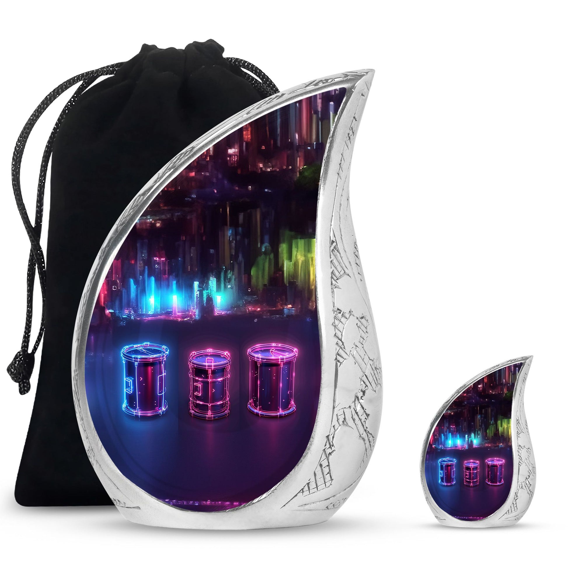 Drums And Music Theme Large Urn With 1 Keepsake Urn