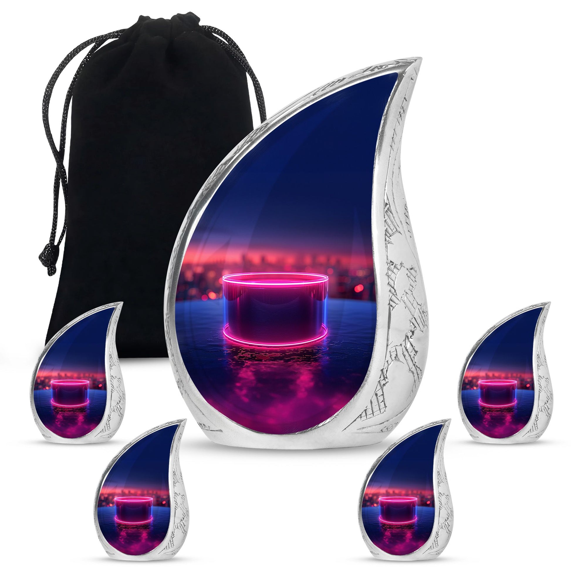 Drums And Music Theme Large Urn With 4 Keepsake Urn