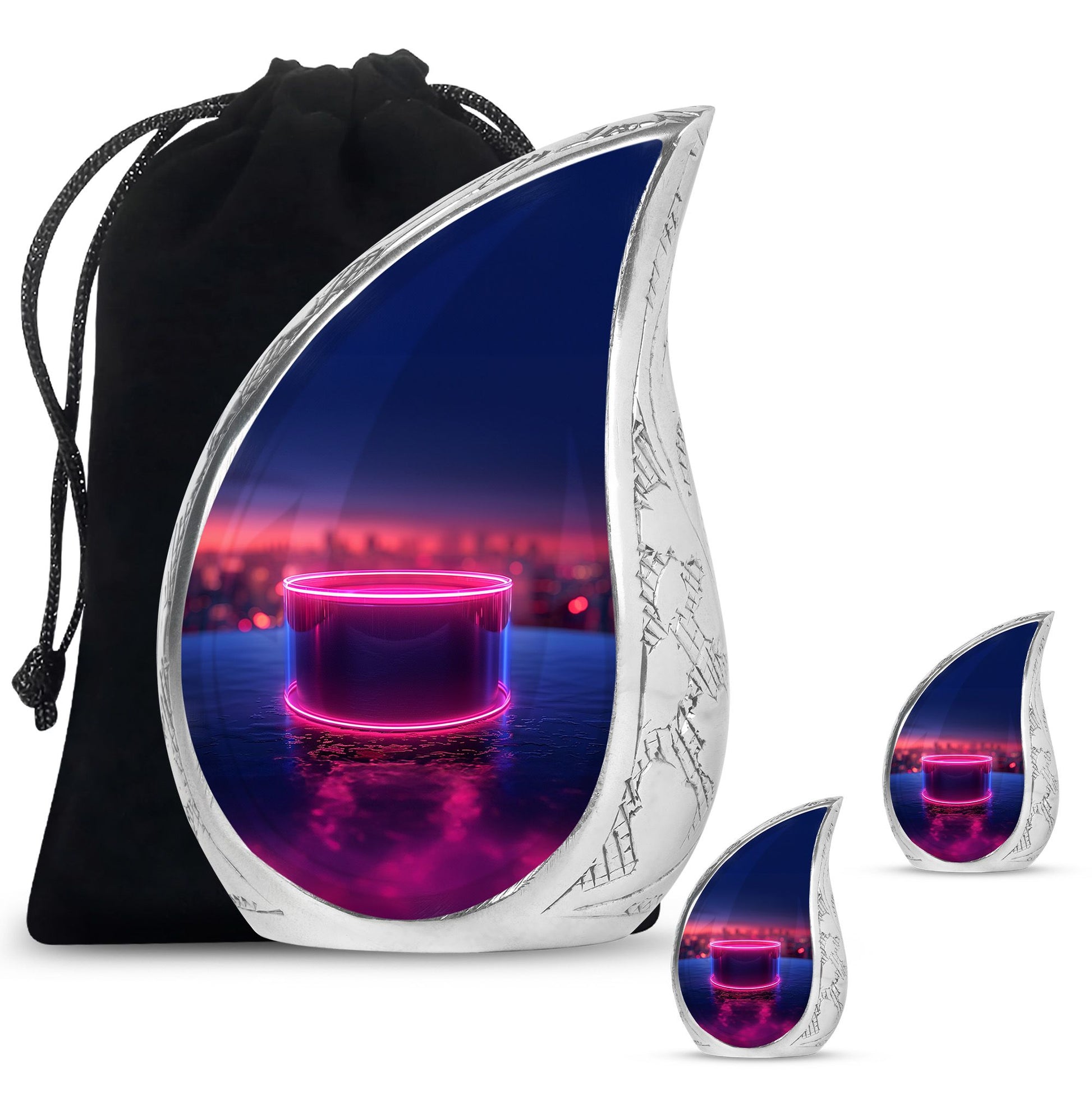 Drums And Music Theme Large Urn With 2 Keepsake Urn